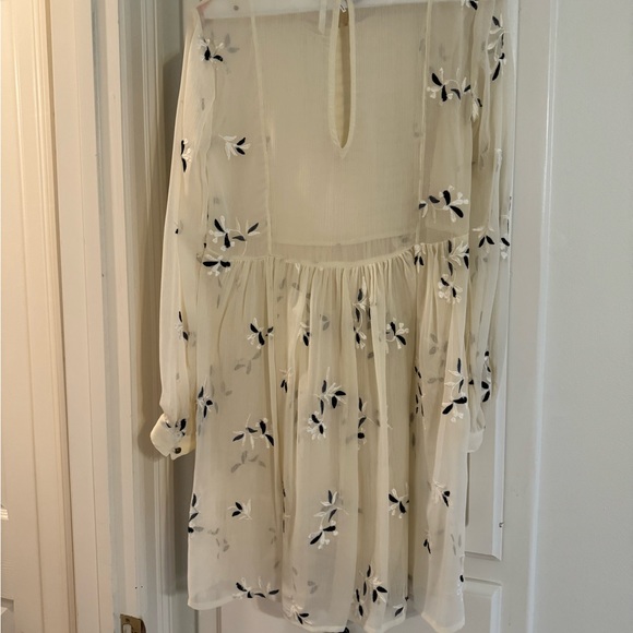 Anthropologie Feather Bone cream feuille embroidered tunic dress - Picture 3 of 4
